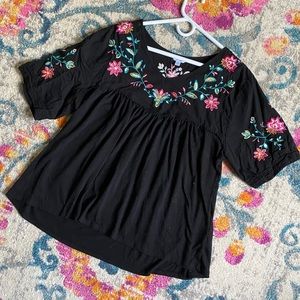 Flowy Black Blouse, Floral